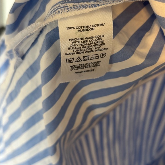 LOFT Light Blue Striped Poplin Belted Pocket Shirtdress - Picture 5 of 5